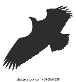 Silhouette of a soaring bird. Separately isolated image on a white background