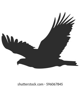 Silhouette of a soaring bird. Separately isolated image on a white background