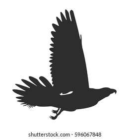 Silhouette of a soaring bird. Separately isolated image on a white background