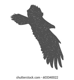 Silhouette of a soaring bird. Separately isolated image on a white background