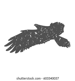 Silhouette of a soaring bird. Separately isolated image on a white background