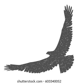 Silhouette of a soaring bird. Separately isolated image on a white background