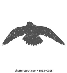 Silhouette of a soaring bird. Separately isolated image on a white background