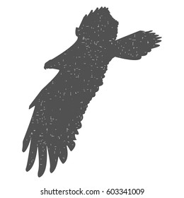 Silhouette of a soaring bird. Separately isolated image on a white background