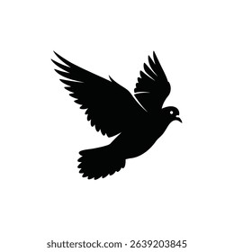 Silhouette: Soaring Pigeon - Wings Fully Spread in Flight
