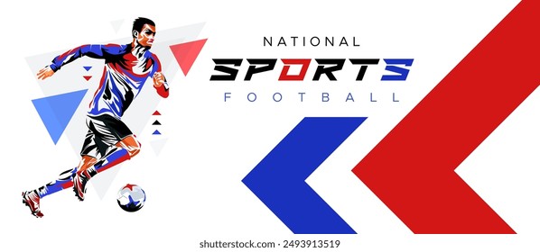 silueta de atleta de fútbol. Diseño con el concepto de celebrar los días deportivos del fútbol nacional e internacional. futbolista. diseño de Plantilla para eventos deportivos