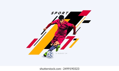 Silueta de atleta de fútbol. Diseño con el concepto de celebración de los días nacionales e internacionales del fútbol. jugador de fútbol. Plantilla de diseño para eventos de partidos deportivos