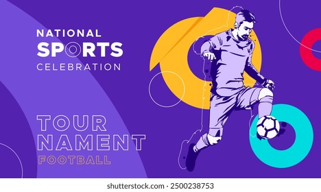 silhouette of soccer athlete. Design with the concept of celebrating national and international football sports days. Football tournament. design template for sports match event