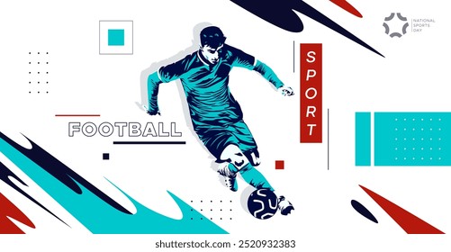 silhouette of soccer athlete. Design with the concept of celebrating national and international football sports days. football player. design template for sports match events