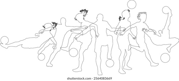 Silhouette soccer football player set. Active sports people healthy players fitness silhouettes concept.