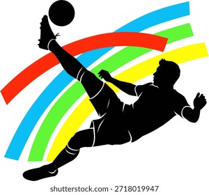 Silhouette of soccer player with abstract elements. Perfect for sports blogs, posters, or social media posts with dynamic visuals.