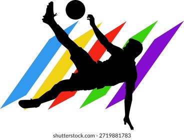 Silhouette of soccer player with abstract elements. Perfect for sports blogs, posters, or social media posts with dynamic visuals.