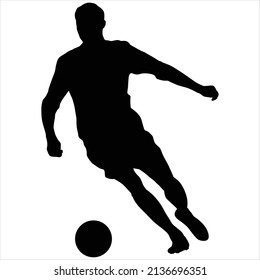 Silhouette of a soccer player with a ball