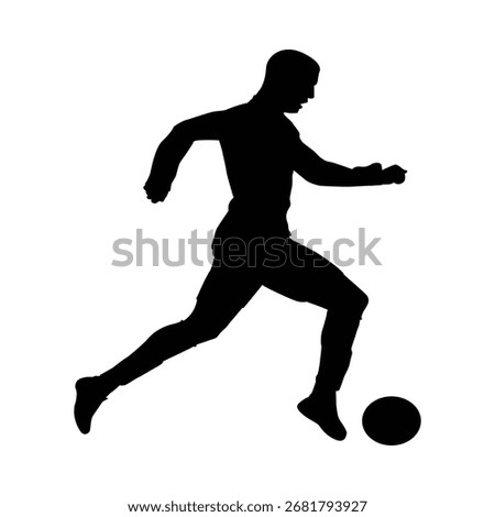 Silhouette of a soccer player in dynamic motion.
