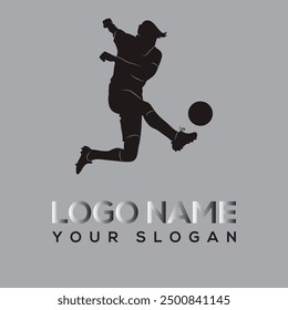 
Silhouette of Soccer Player Football Player Running Foot Kicking a Soccer Ball Volleyball Icon Various football emblems