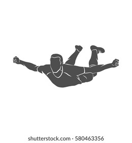 Silhouette soccer player happy after victory goalkeeper on a white background. Vector illustration.