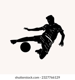 Silhouette soccer player isolated on white background illustration vector.