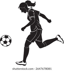 Silhueta de um jogador de futebol chutando uma bola durante um jogo
