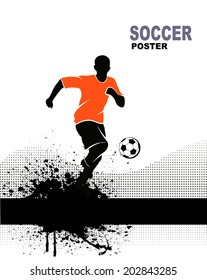 silhouette of soccer player on grunge background