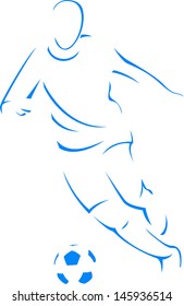 Silhouette of a soccer player on white background