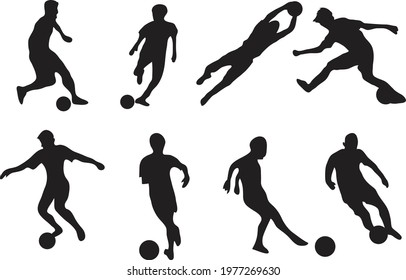 Silhouette soccer player Vector illustration