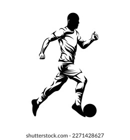 Silhouette soccer player vector illustration on white background.