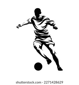 Silhouette soccer player vector illustration on white background.