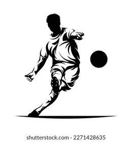 Silhouette soccer player vector illustration on white background.