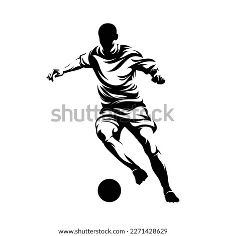 Silhouette soccer player vector illustration on white background.
