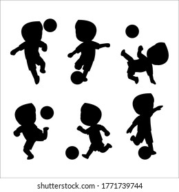 silhouette of soccer players with cartoon models with a variety of movements