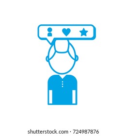 silhouette social man with chat bubble icon