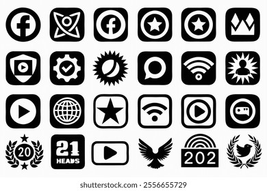 silhouette social media icon set 