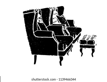 silhouette of sofa and armchair vector