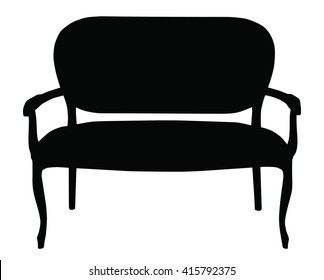 Silhouette of sofa isolated on white background