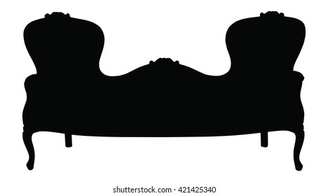 Silhouette of sofa isolated on white background