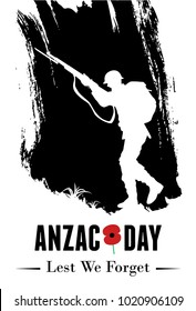 Silhouette of soldier fighting at war, Anzac Day Banner, Vector Illustration