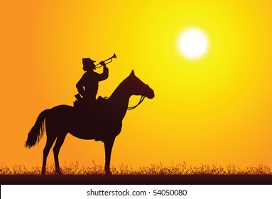 Silhouette of a soldier on horseback