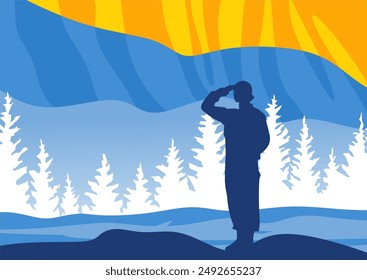 silhouette of a soldier on ukrainian navy day