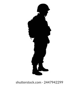 Silhouette eines Soldaten auf Weiß