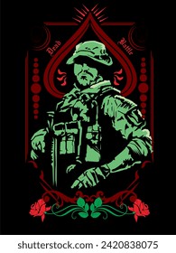 silhouette of a soldier posing as a scout for the enemy