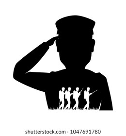 silhouette of soldier saluting