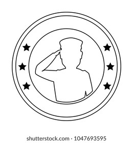 silhouette of soldier saluting emblem