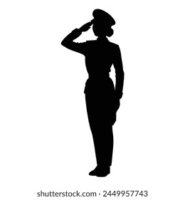 silhouette of a soldier woman salute