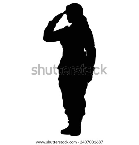 silhouette of a soldier woman salute