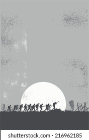 Silhouette Of Soldiers In The Battlefield