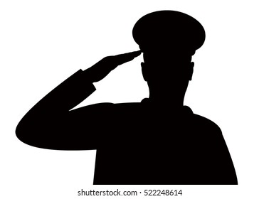 The Silhouette Of A Soldier's Military Salute