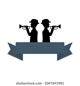 silhouette of soldiers playing trumpet