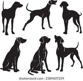 Silhouette Solid Vector Icon Set Of Dog, Breeds, Canine, Pooch, Hound, Puppy, Mutt, Pet, Doggy.