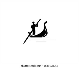 silhouette of someone rowing vector ship