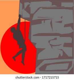 the silhouette of someone who is a rock climber